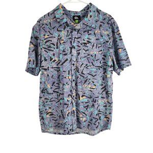 Quiksilver Mens Regular Fit Short Sleeve Button-Down Shirt Size M Multicolor Abs